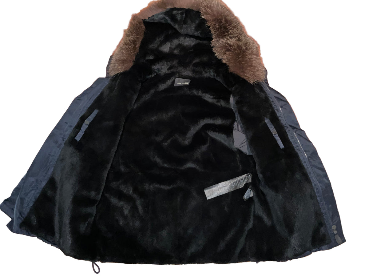 Yves Salomon Parka Iconic Fur Linen Jacket Size 48 Men