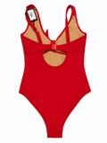 Pour Moi Underwired Bow Front Tummy Control Swimsuit – Red ladies