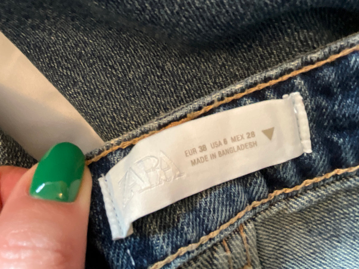 Zara BAGGY BARREL MID-WAIST JEANS Size M MEDIUM LADIES
