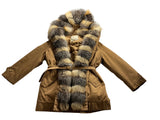 ERMANNO SCERVINO Brown Fur Parka Down Feathers Jacket Size 38 XS ladies