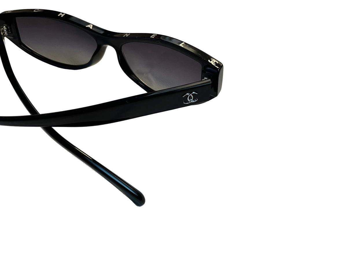 Chanel 2025 Acetate Oval Sunglasses 5415 Black ladies