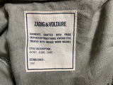 Zadig & Voltaire Khaki Green Linen Military Jacket with Eagle Embroidery ladies