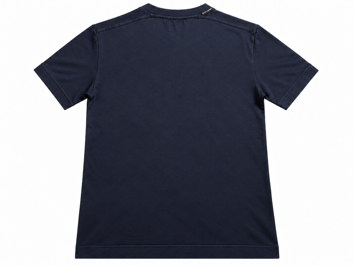 Dolce & Gabbana Men’s Midnight Navy Blue Silk Fitted T-Shirt – Size IT 50 men