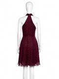 Gucci Silk Halter Dress Burgundy Red Polka Dot Size IT 38 / UK 6 / US 2 ladies
