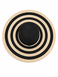 Borsalino Black & Natural Striped Wide-Brim Hemp Hat – Size M ladies