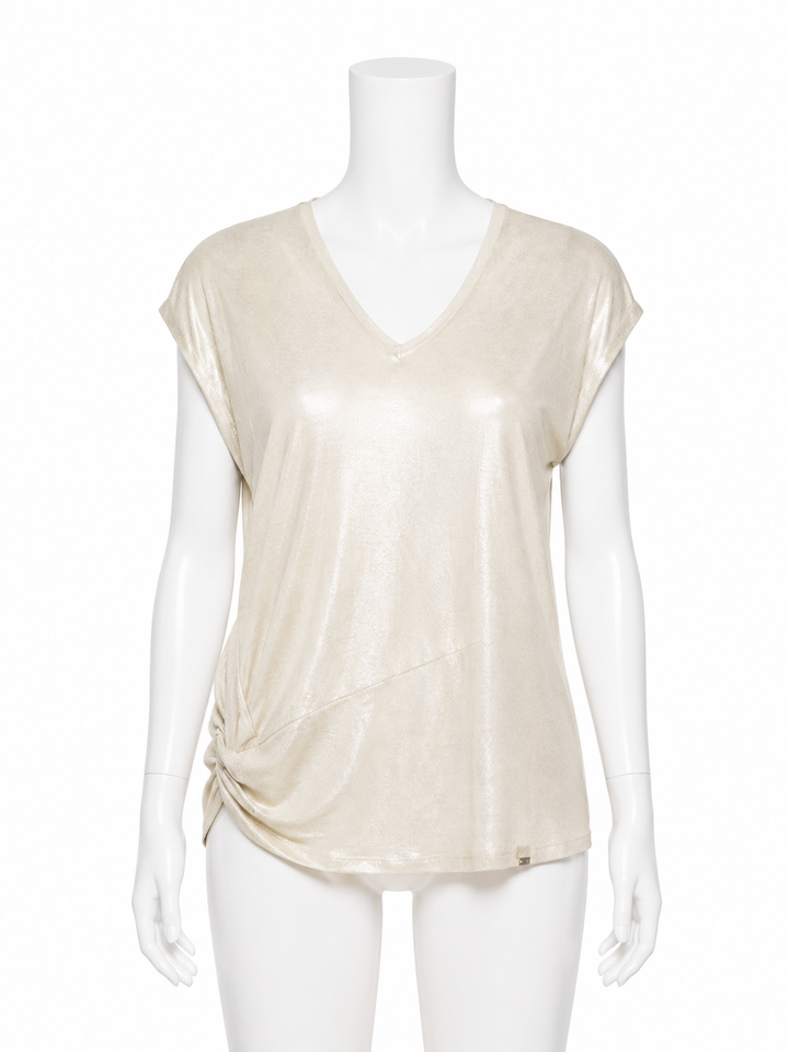 Herno Metallic Gold Linen Blend Top – Size IT 42 US 6 UK 10 ladies
