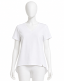 Herno White Mixed-Media V-Neck T-Shirt / Blouse size 40 ladies