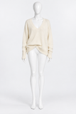 Zadig & Voltaire Mikyz Cream Cashmere V-Neck Jumper with Rhinestone Wings ladies