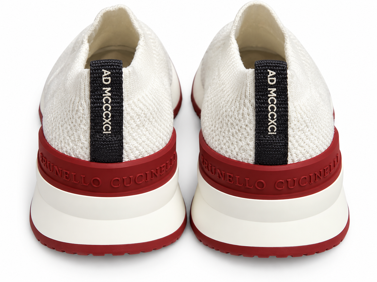 Brunello Cucinelli White Stretch Knit Canvas Sneakers – Size EU 42 men