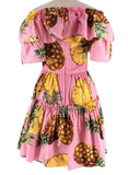 Dolce& Gabbana Pink Pineapple Print Bardot Mini Dress Size I 40 UK 8 S small ladies