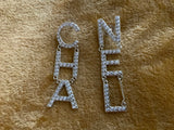 CHANEL XL Crystal Cha-Nel Logo Drop Earrings ladies