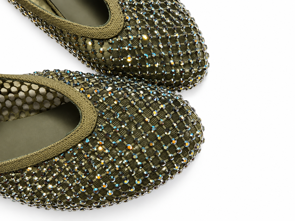 Le Silla Gilda Crystal-Embellished Mesh Mary Jane Ballet Flats – Size 38½ ladies