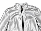 Secret Circus Silver Leather Crystals Biker Jacket size XS ladies