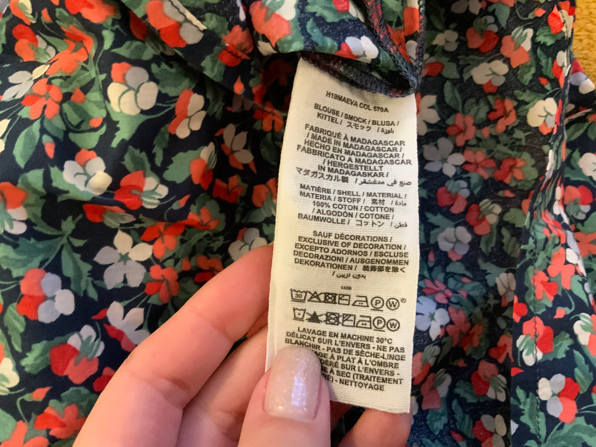 BONPOINT Girls’ Flowers Liberty Print Hand Embroidered BLOUSE SIZE 10 YEARS children