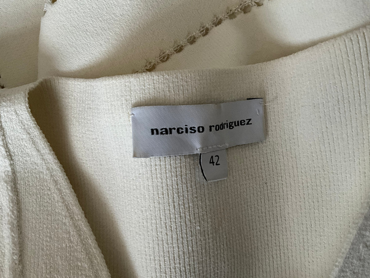 NARCISO RODRIGUEZ Jumper Size IT 42 Thin Knit Sheer Grid Stripes Top ladies