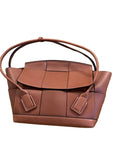 BOTTEGA VENETA French Calfskin Large Intrecciato Arco 33 Wood Brown Bag Handbag ladies
