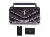 SAINT LAURENT YSL Loulou Puffer Crushed-Velvet Shoulder Bag Handbag ladies