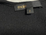 Maje Black Rib-Knit Sweetheart-Neck Top ladies