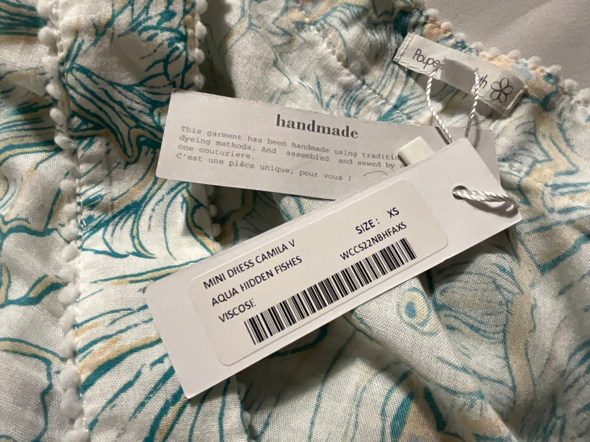 Poupette St Barth x Vilebrequin Camila Mini Dress Hidden Fishes Handmade size XS ladies