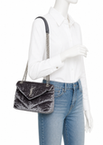 SAINT LAURENT YSL Loulou Puffer Crushed-Velvet Shoulder Bag Handbag ladies