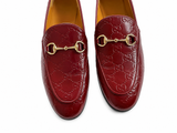Gucci Jordan loafers in burgundy leather with embossed GG logo shoes size 38 1/2 ladies