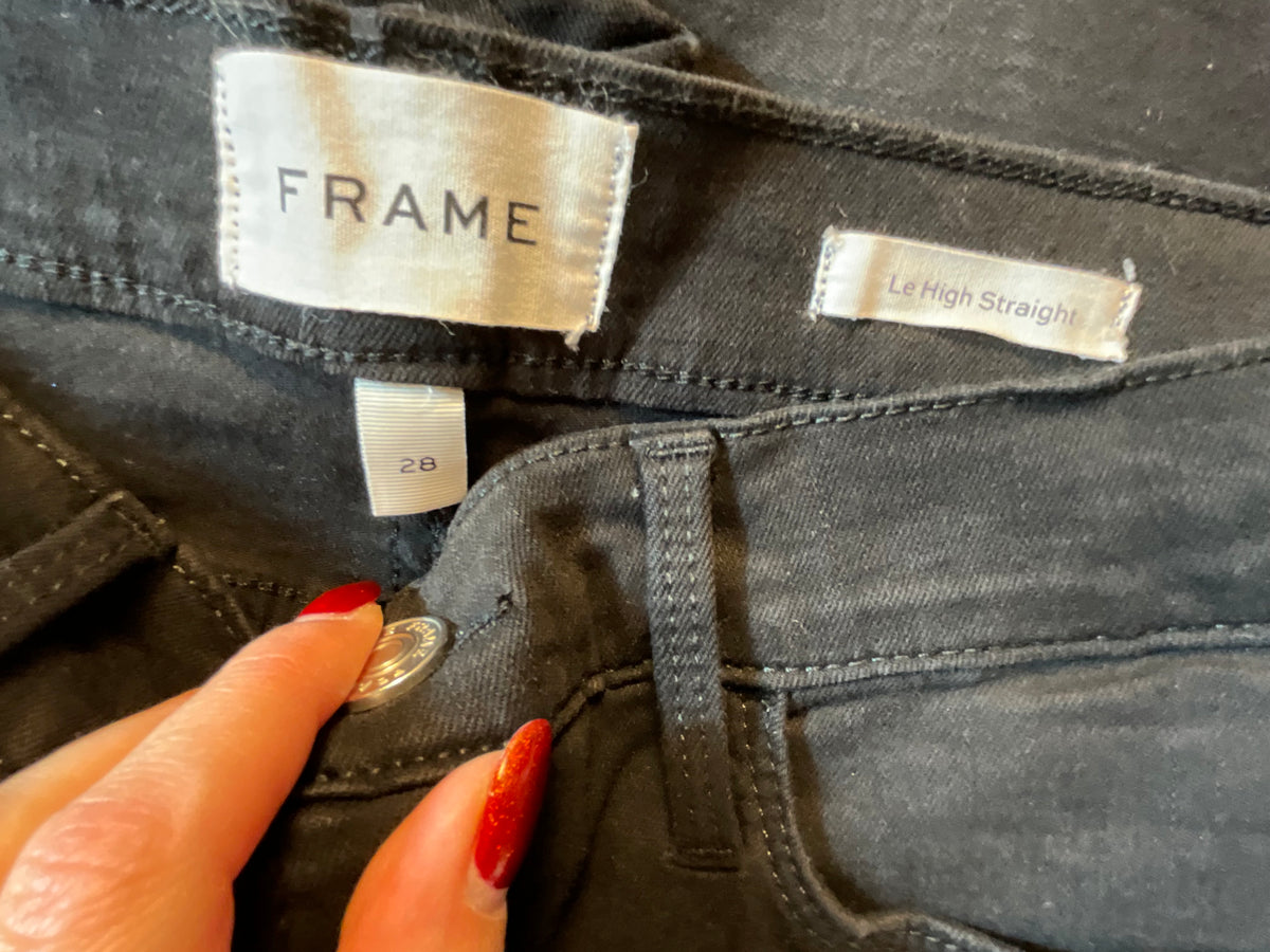 Frame Le High straight-leg jeans in black size 28 ladies