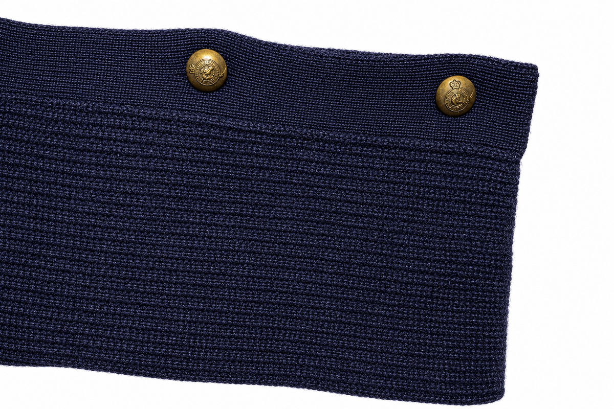 Ralph Lauren Purple Label Navy Blue Cashmere Turtleneck Jumper with Gold Buttons – Size M ladies