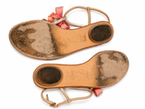 René Caovilla Crystal Bow Embellished Flat Sandals – Pink & Gold – EU 36 ladies