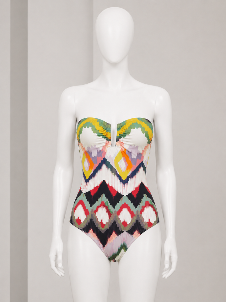 ERES ‘Pirogue’ Ikat Print Bandeau Swimsuit size M medium ladies