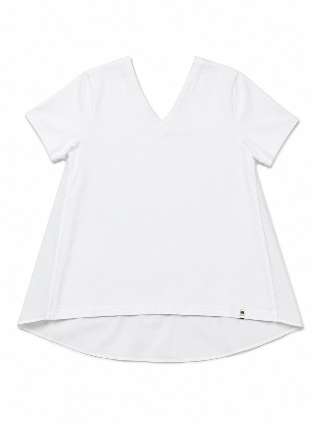 Herno White Mixed-Media V-Neck T-Shirt / Blouse size 40 ladies