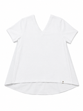 Herno White Mixed-Media V-Neck T-Shirt / Blouse size 40 ladies