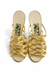 Salvatore Ferragamo Archives Limited Edition Leather Gold Mules Heels size 38 UK 5 ladies
