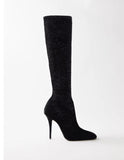 Saint Laurent Talia 110 Velvet Knee-High Boots Size 39 ladies