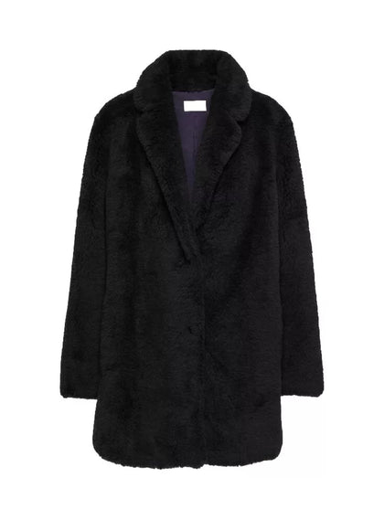 Yves Salomon Meteo Teddy Bear Jacket/coat In Black Wool Size M Medium ladies