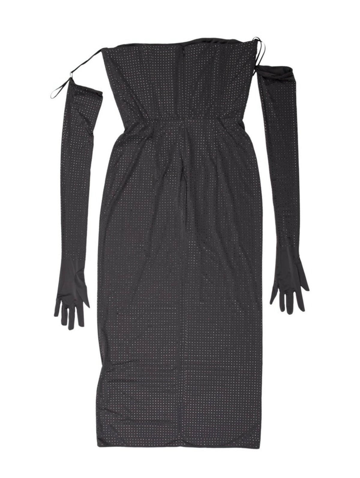 Alex Perry Strapless Midi Dress in Crystal Jersey with gloves Size UK 10 ladies