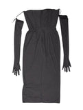 Alex Perry Strapless Midi Dress in Crystal Jersey with gloves Size UK 10 ladies