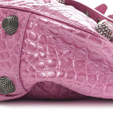 Balenciaga Metallic Extra Supple Calfskin Crystal Crocodile Embossed Small Le Cagole Shoulder Bag – Pink ladies