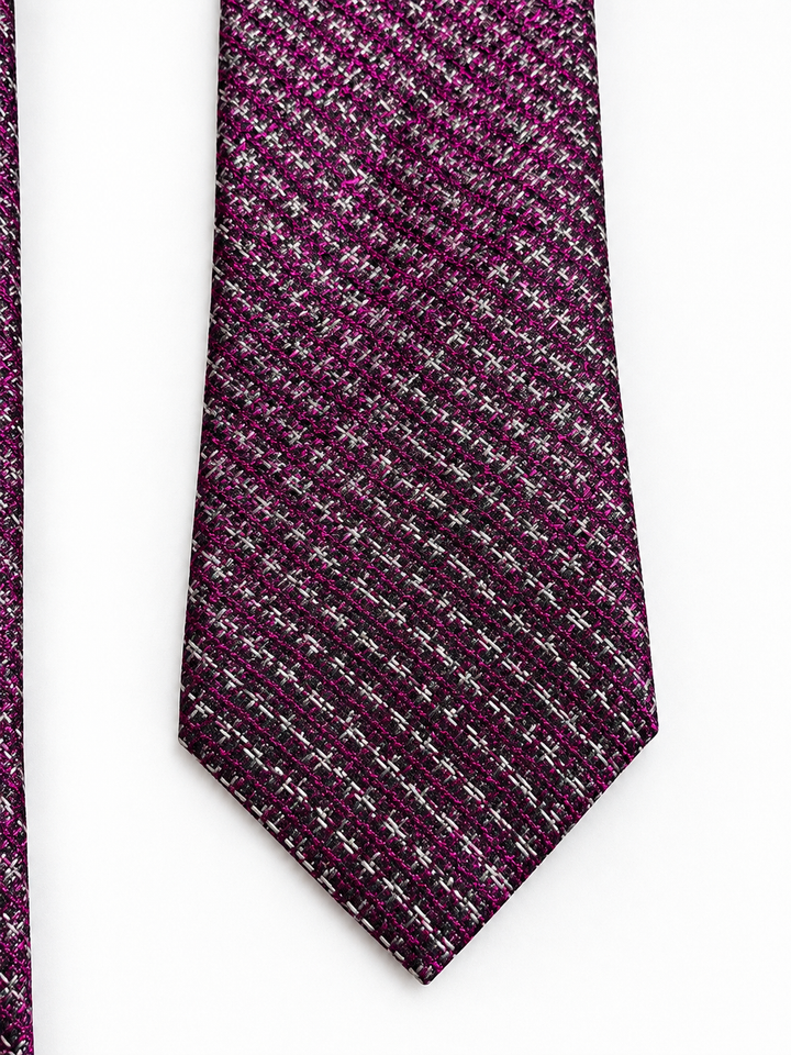 Pal Zileri Men’s Purple Pink Jacquard Woven 100% Silk Tie men