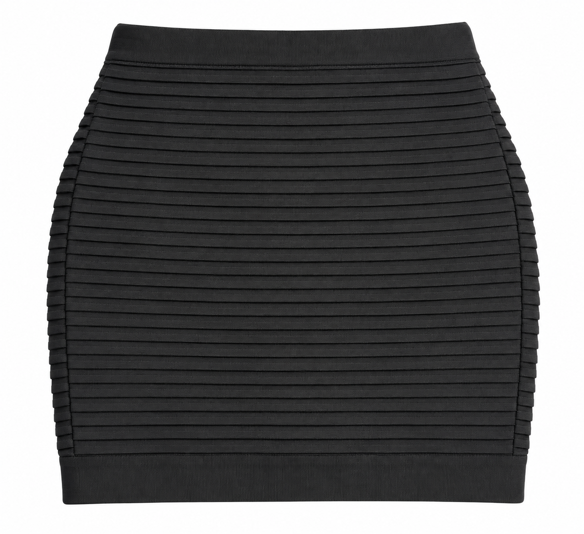 Balmain Black Ribbed Mini Skirt size F 36 S ladies