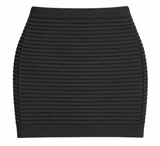 Balmain Black Ribbed Mini Skirt size F 36 S ladies