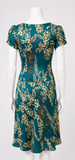 Ermanno Scervino Green Silk Floral Dress Size I 42 UK 10 US 6 S small ladies