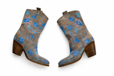 Custom made Western Suede Floral Embroidered Boots Size 38 ladies