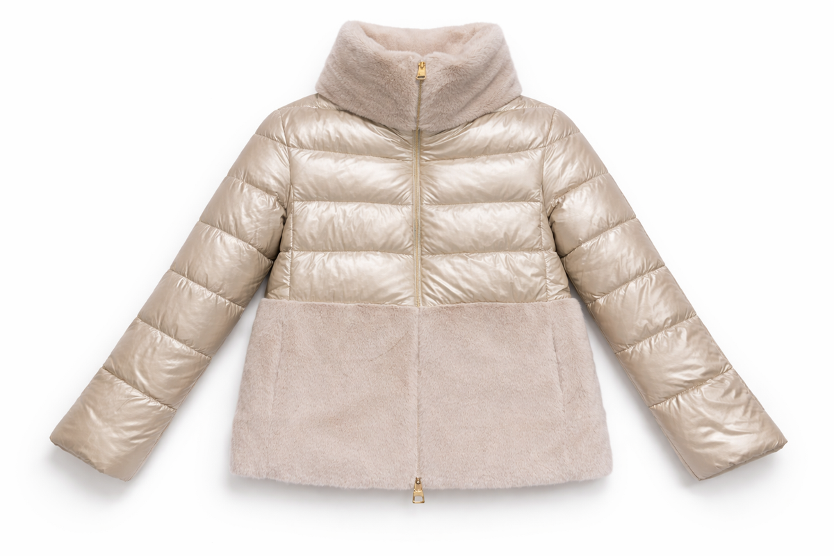Herno faux fur dawn feathers jacket puffer size I 42 UK 10 US 6 ladies