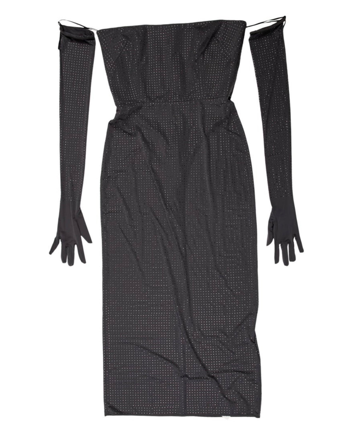 Alex Perry Strapless Midi Dress in Crystal Jersey with gloves Size UK 10 ladies