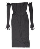 Alex Perry Strapless Midi Dress in Crystal Jersey with gloves Size UK 10 ladies