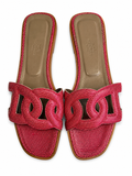 Hermès Hermes Omaha Sandal Flat Pink Lizard Chaine d'Ancre Size 38 ladies