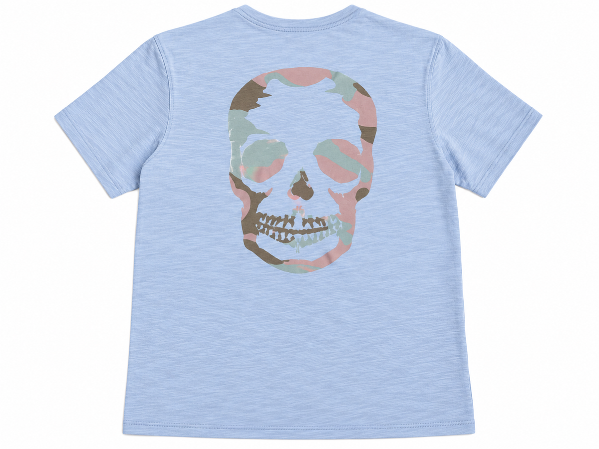 Zadig & Voltaire Stockholm Skull Print Sky Blue Cotton T-Shirt Size M men