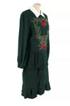 Moschino Emerald Green Rose Embroidered Dress I 42 UK 10 US 6 ladies