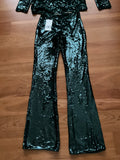 Zara Green Sequin Trouser Pants Suit Set Size XS-S ladies