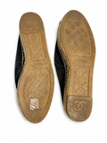 Chanel Patent Calfskin Metallic Goatskin CC Espadrilles Black Size 39 UK 6 US 9 ladies